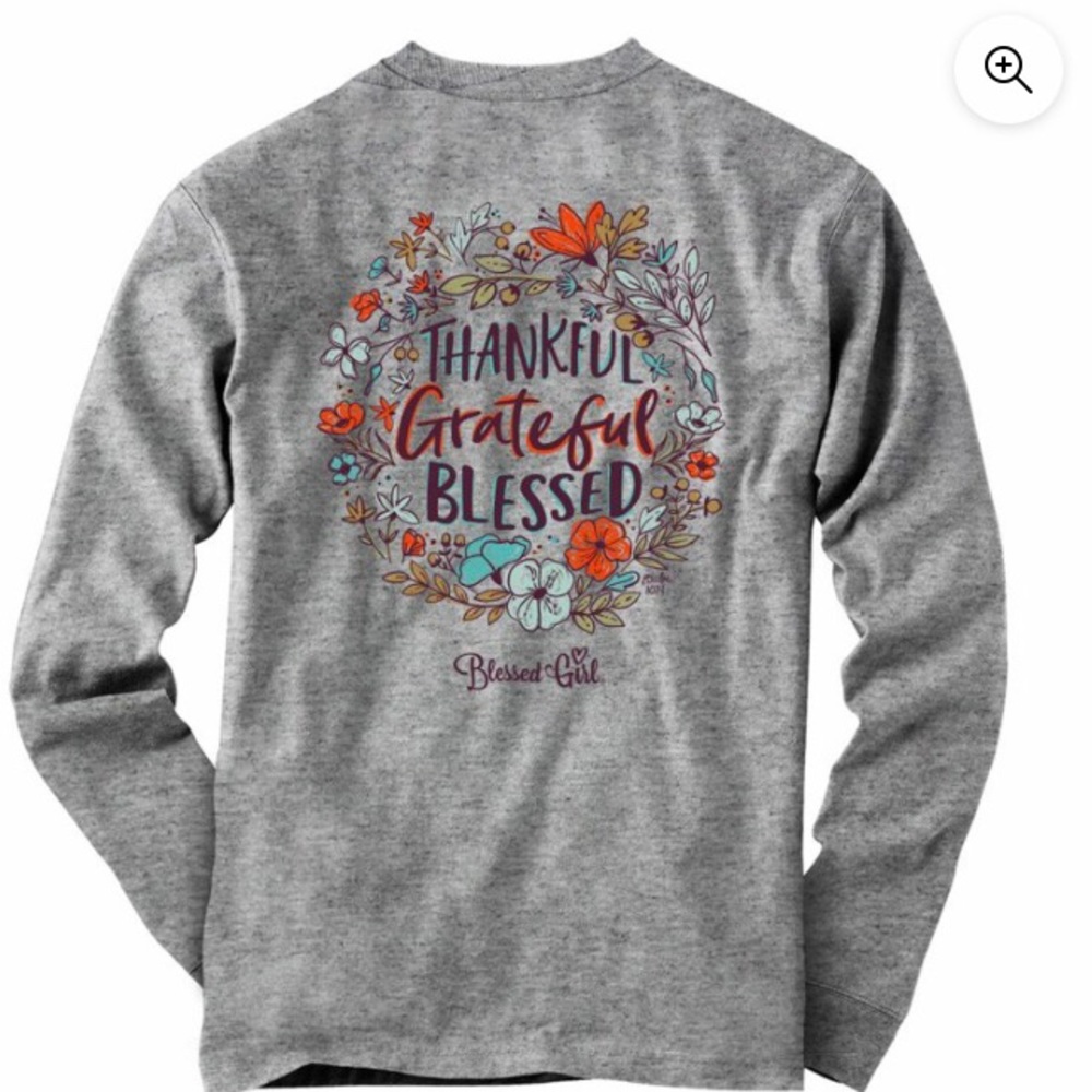 NWT Blessed Girl Womens Long Sleeve T-Shirt - Thankful Grateful Blessed Floral